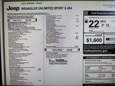 2022 Jeep Wrangler Unlimited Sport S